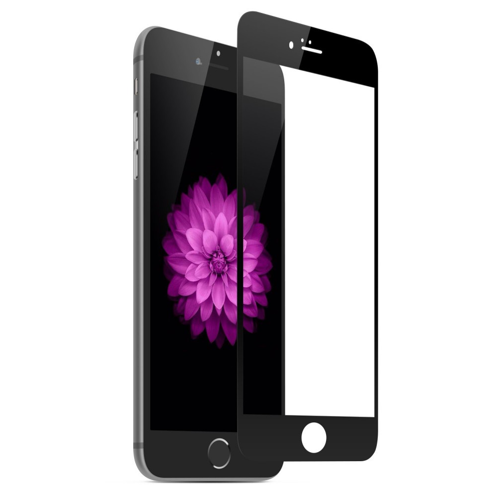 Apple iPhone 6 / 6S, Kijelzővédő fólia, ütésálló fólia (az íves részre is!), Tempered Glass (edzett üveg), fekete