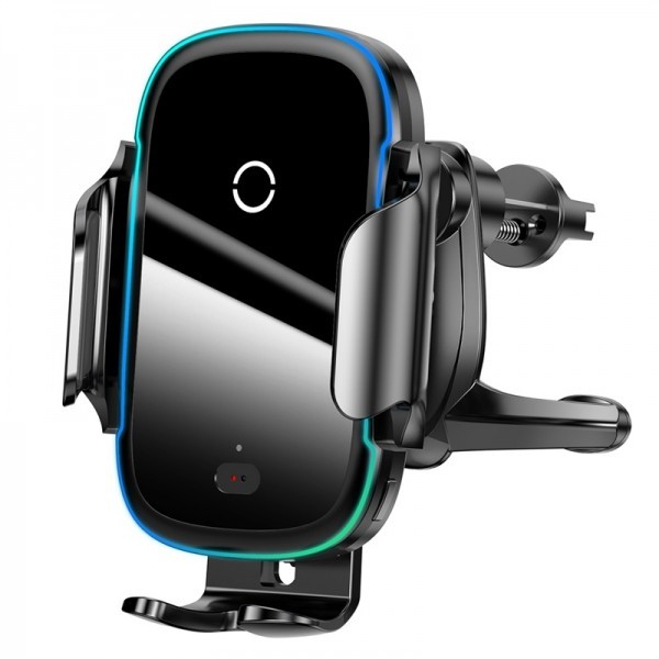 Baseus Smart elektromos autós telefontartó és vezeték nélküli töltő Szélvédőre és szellőzőrácsra (15W) - Fekete