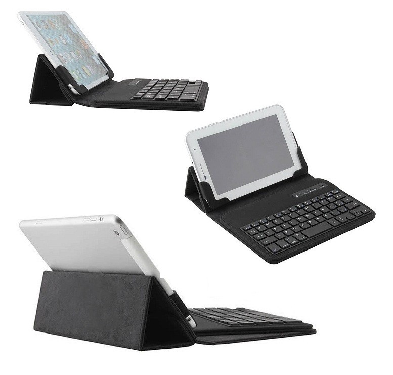 Bluetooth billentyűzetes mappa tok, univerzális, 7"- 8" tablethez, fekete