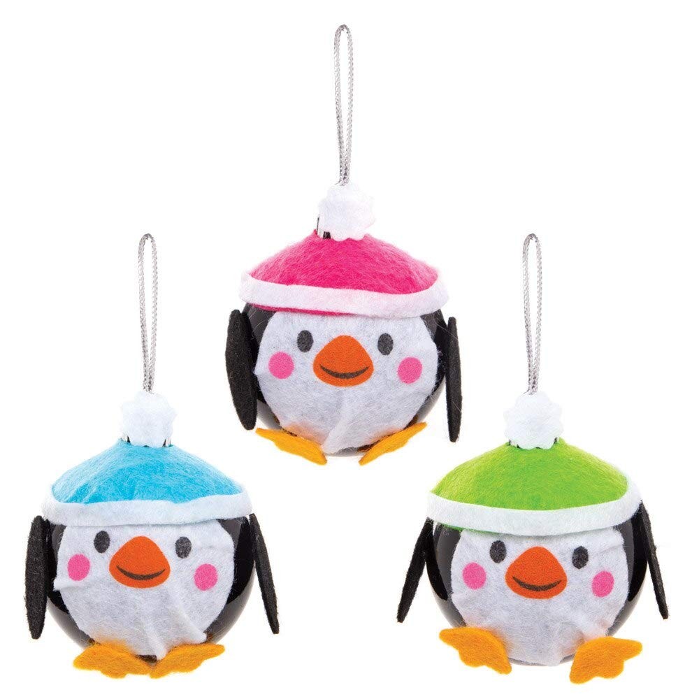 Karácsonyi pingvin gömb dekorálható függődísz készlet 6 db-os Baker Ross AT241